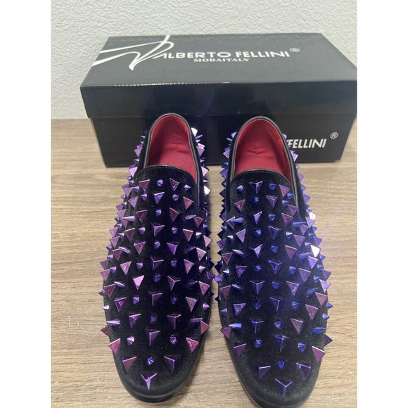 Men's Vintage Spike Dress Loafers Slip On Fashion Shoes Classic Tuxedo Dress - Picture 3 of 10